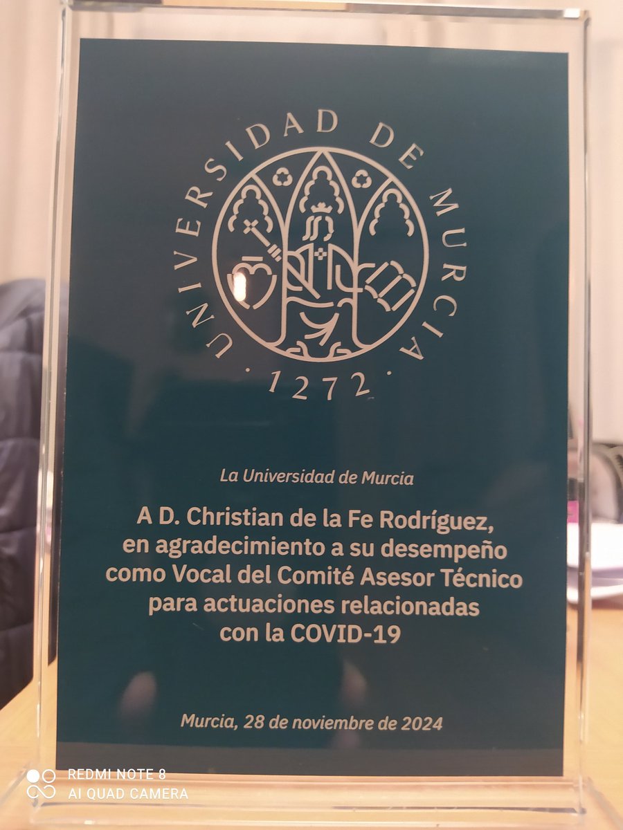 Christian de la Fe (@health_sherlock) on Twitter photo Ayer, la <a href="/UMU/">Universidad Murcia</a> tuvo un reconocimiento con el comité #Covid por su trabajo durante la pandemia. Fueron años y decisiones muy complejas, que me permitieron conocer y trabajar junto a grandes profesionales. En la dificultad, nos crecemos. Gracias #Ciencia
<a href="/UMU/">Universidad Murcia</a> <a href="/colvetmur/">@ColVetMur</a> Ayer, la <a href="/UMU/">Universidad Murcia</a> tuvo un reconocimiento con el comité #Covid por su trabajo durante la pandemia. Fueron años y decisiones muy complejas, que me permitieron conocer y trabajar junto a grandes profesionales. En la dificultad, nos crecemos. Gracias #Ciencia
<a href="/UMU/">Universidad Murcia</a> <a href="/colvetmur/">@ColVetMur</a>