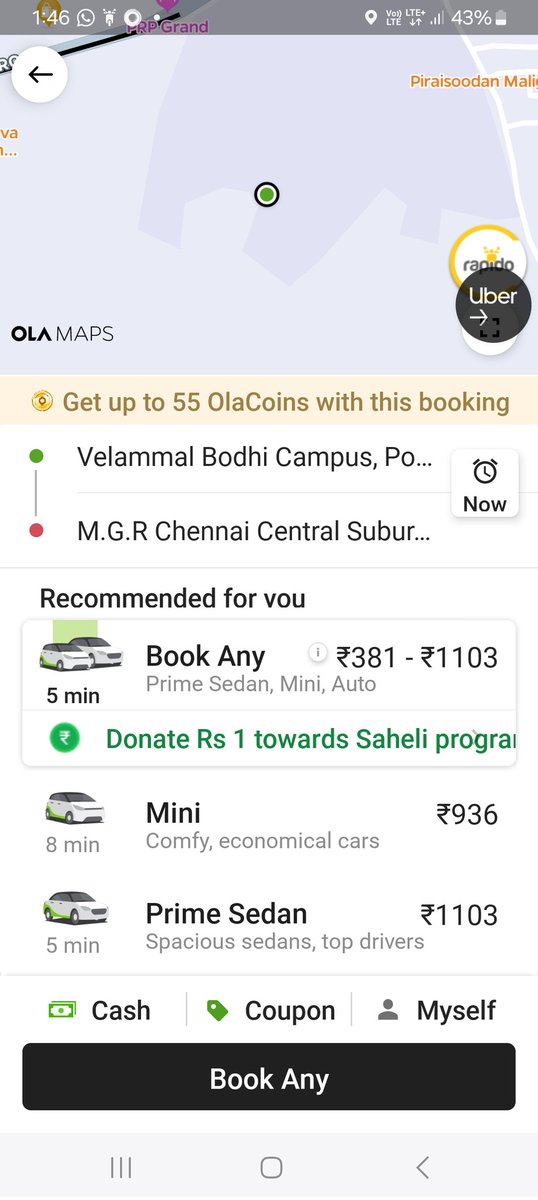 Ayyappan_ARM's tweet photo. @Uber_India @Uber @narendramodi @PMOIndia @CMOTamilnadu @mkstalin 
Ponneri to Central Railway station 
Uber Mini Car Fare - Rs.492 Uber Sedan car Fare - Rs.601

Ponneri to Central Railway
Ola mini - Rs.936
Ola Sedan - Rs.1104
Please save driver life, Please fix the cab rate. https://t.co/cZVEDhLpd4