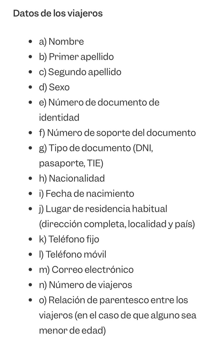 vidasdesegunda's tweet image. ‼️URGENTE: A partir del 2 de dic. EL GOBIERNO pedirá a las Agencias de Viajes, Hoteles y Alquiler de Coches 40 datos de SUS CLIENTES, lo cual viola LA LEY DE PROTECCIÓN DE DATOS EUROPEA.

QUIEREN CONTROLARNOS COMO SI FUÉSEMOS GANADO

hosteltur.com/167009_registr…

@navedelmisterio