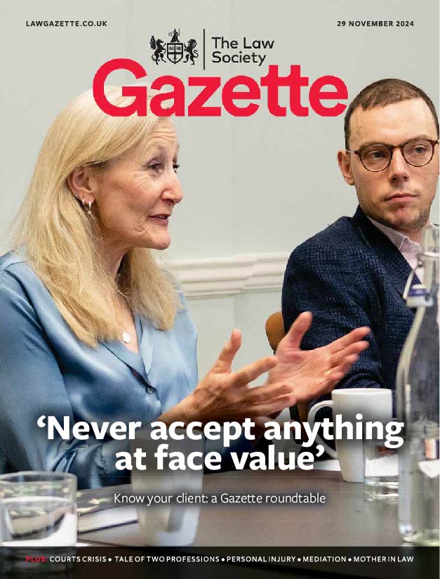 • 'Never accept anything at face value' •

Know your client: a Gazette roundtable.

Plus: Courts crisis • Tale of two professions • Personal injury • Mediation • <a href="/Mother__in__law/">Mother in Law</a> - all in this week's Gazette 📰⬇️

edition.pagesuite.com/html5/reader/p…