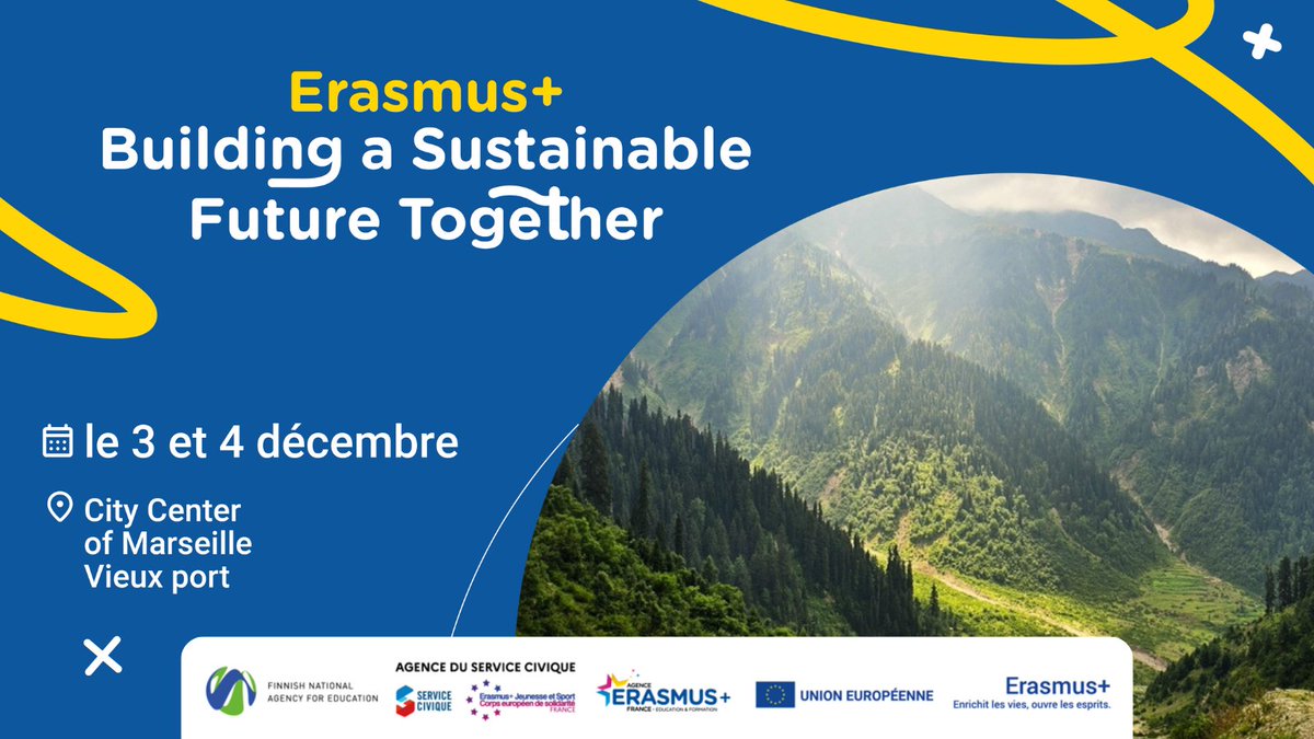 Agence Erasmus+ France / Education Formation (@erasmusplusfr) on Twitter photo 🌱Les 3 et 4 décembre 2024, Marseille accueillera une conférence européenne majeure intitulée "Erasmus+ : Construire un futur durable ensemble".
🇪🇺 Une #conferasmus organisée par les agences <a href="/ErasmusPlusFRJS/">Agence Erasmus+ France Jeunesse & Sport</a> , <a href="/ErasmusplusFR/">Agence Erasmus+ France / Education Formation</a> et <a href="/ErasmusplusFI/">Erasmus+ Finland</a>
Programme : agence.erasmusplus.fr/evenements/con… 🌱Les 3 et 4 décembre 2024, Marseille accueillera une conférence européenne majeure intitulée "Erasmus+ : Construire un futur durable ensemble".
🇪🇺 Une #conferasmus organisée par les agences <a href="/ErasmusPlusFRJS/">Agence Erasmus+ France Jeunesse & Sport</a> , <a href="/ErasmusplusFR/">Agence Erasmus+ France / Education Formation</a> et <a href="/ErasmusplusFI/">Erasmus+ Finland</a>
Programme : agence.erasmusplus.fr/evenements/con…