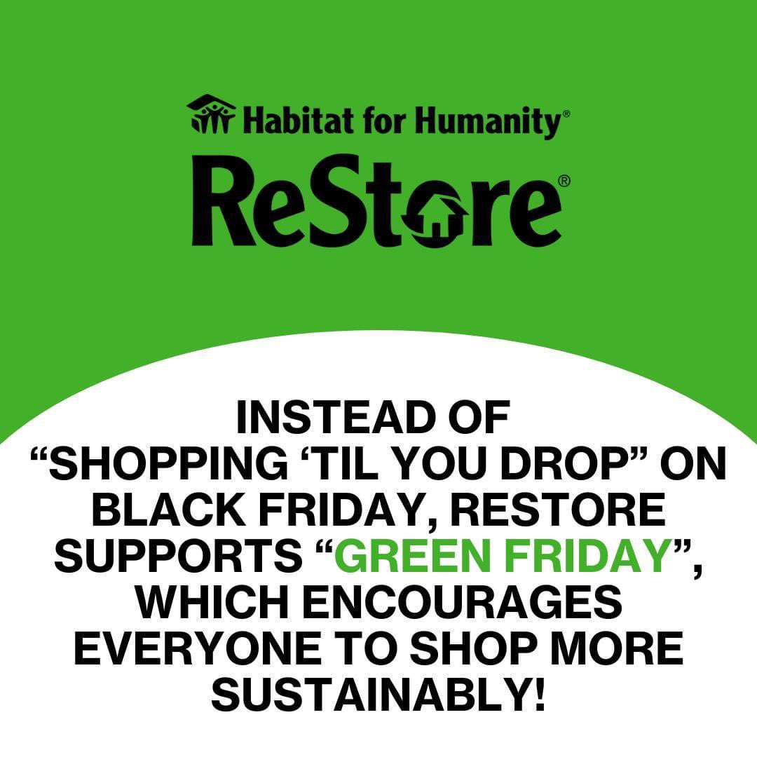 Habitat for Humanity Ireland (@habitatireland) on Twitter photo ♻ Have you heard of Green Friday? 🌍
Instead of “shopping ‘til you drop” this Black Friday, <a href="/ReStoreIre/">Habitat Ireland ReStore</a> supports “Green Friday”, which encourages everyone to shop more sustainably! ♻ Have you heard of Green Friday? 🌍
Instead of “shopping ‘til you drop” this Black Friday, <a href="/ReStoreIre/">Habitat Ireland ReStore</a> supports “Green Friday”, which encourages everyone to shop more sustainably!