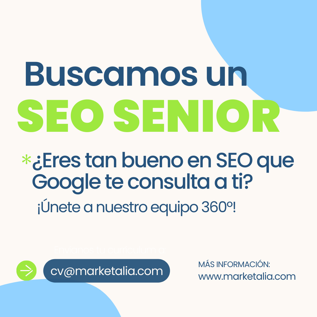 MarketaliaCom's tweet photo. ¿Eres un/a crack del #SEO con experiencia liderando equipos? 🕵️‍♂️💻

En Marketalia buscamos un SEO Senior para:
✨ Coordinar nuestro equipo.
✨ Diseñar estrategias y liderar proyectos clave.
✨ Ser el enlace directo con clientes top.

📩  Envíanos tu CV a cv@marketalia.com. https://t.co/yJveZvxhyj