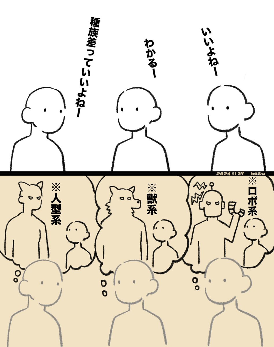 種族差好きにもいろいろある。※個人的にはここに体格差が加わると尚良し。 