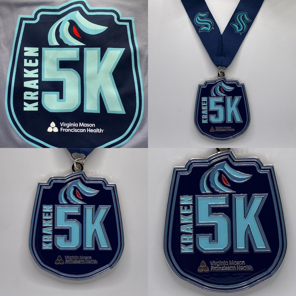 RnR_Runner's tweet photo. 2024 Seattle Kraken 5K Shirt and Medal https://t.co/y6XkTIStg6