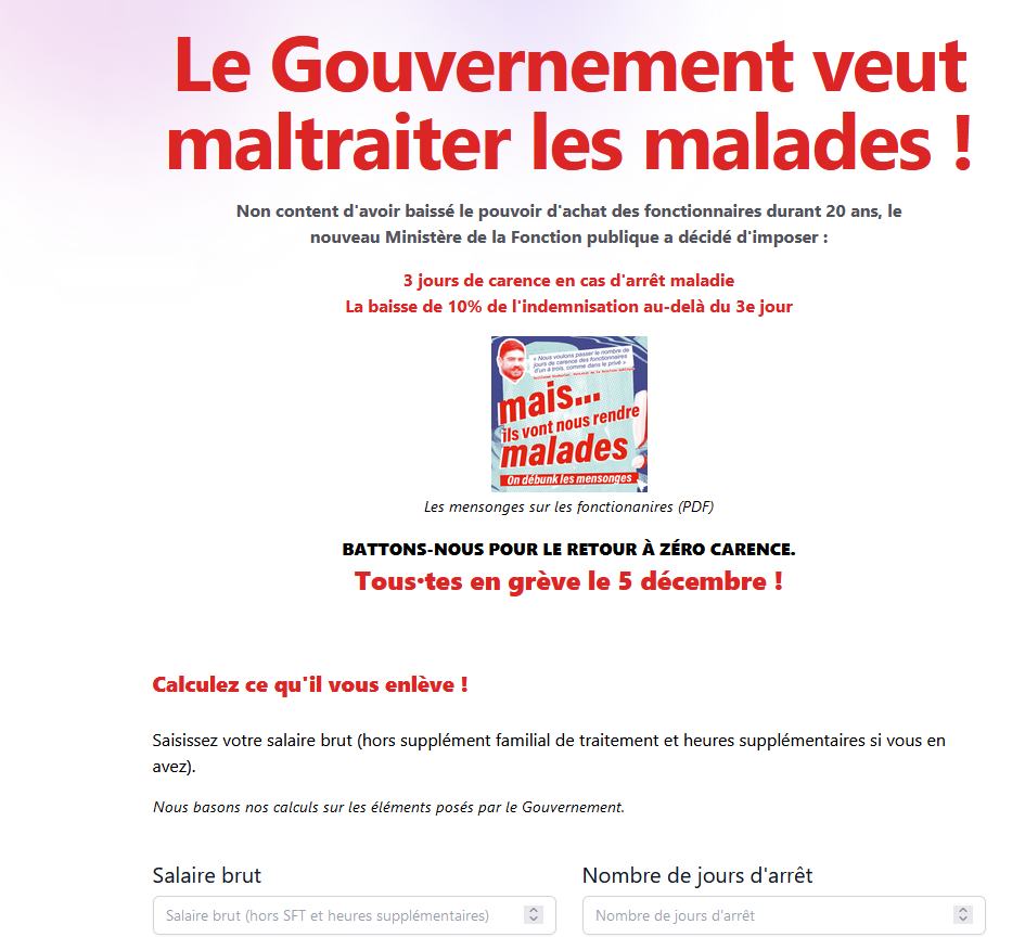 CgtFercSup's tweet photo. La saignée, ça suffit ! Pour nos salaires, contre les jours de carence, pour nos services publics, toutes et tous mobilisés dès le 5 décembre !
Calcul combien tu vas perdre : https://t.co/Ayce4aQaYf
#grève #manifs et #reconduction https://t.co/f2nUKTiXkk
