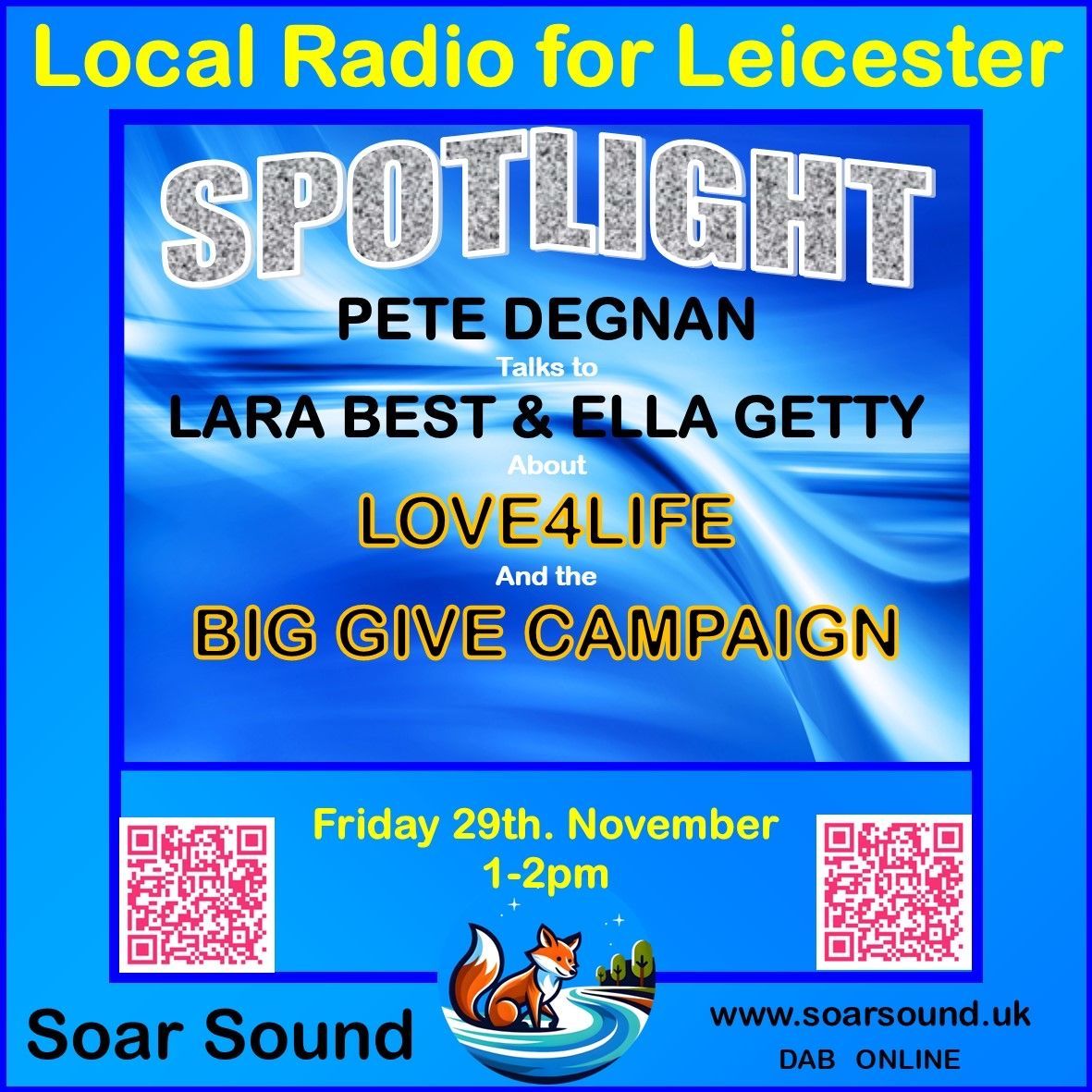 Our fundraiser Lara and Derby youth worker Ella talk all things Love4Life, including our Big Give Christmas Challenge Campaign starting Tuesday 3rd December! 

#soarsounds #christmaschallenge #givingTuesday