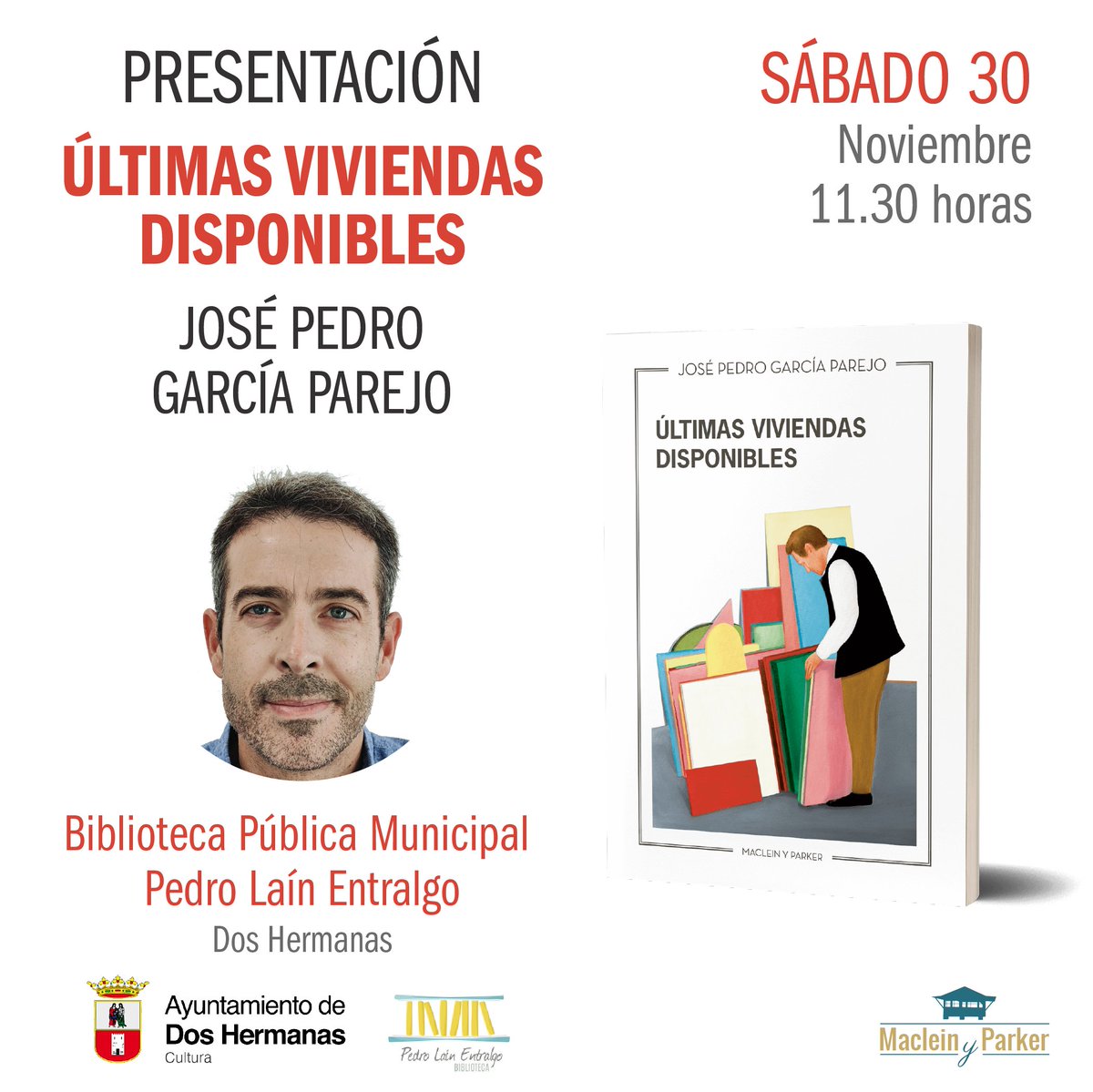 Presentación de 'Últimas viviendas disponibles'. El nuevo libro de relatos de José Pedro García Parejo. Una crítica hacia la 'clase media'. Cómo transitar por la vida una vez llegada la mediana edad y no todo resulta ser como habías soñado.
periodicolasemana.es/2024/132551/cu…