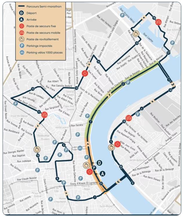 ⚠️🏃‍♂️ Impacts Stationnement | Semi-marathon Bordeaux 2024
📌 <a href="/Bordeaux/">Bordeaux</a> <a href="/BxMetro/">Bordeaux Métropole</a> 

📅 30.11 - 23h30 
⛔️🅿️ interdit #quais du #Pontdepierre aux #alléesBristol
📅 01.12 - 8h 
⛔️🅿️ Fermeture parkings sur le parcours ; réouverture dès 11h

🌐sedeplacer.bordeaux-metropole.fr/actualites/bor…