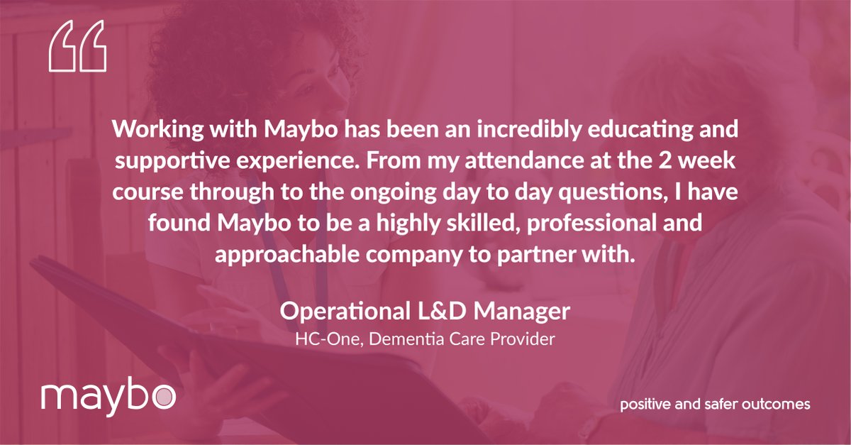 Maybo helps care professionals meet the duty of care and regulatory requirements in a way that promotes positive behaviours and results. 

Click the link to learn more about how Maybo could help your organisation create positive and safer outcomes.

ow.ly/8AAh50Ub50m