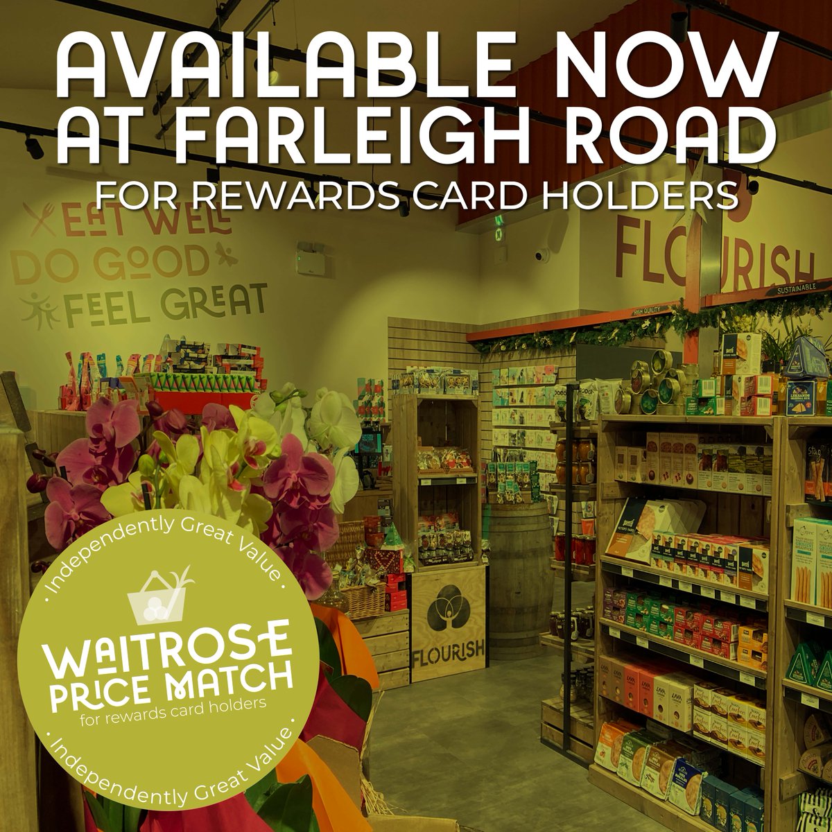 🛒👏 Our Waitrose Price Match offers are NOW AVAILABLE to Flourish rewards card holders at our Farleigh Road site, with more than 150 price-matched products 😊

Need a rewards card? Next time you're in-store, ask a member of the team to sign up for FREE 🤩