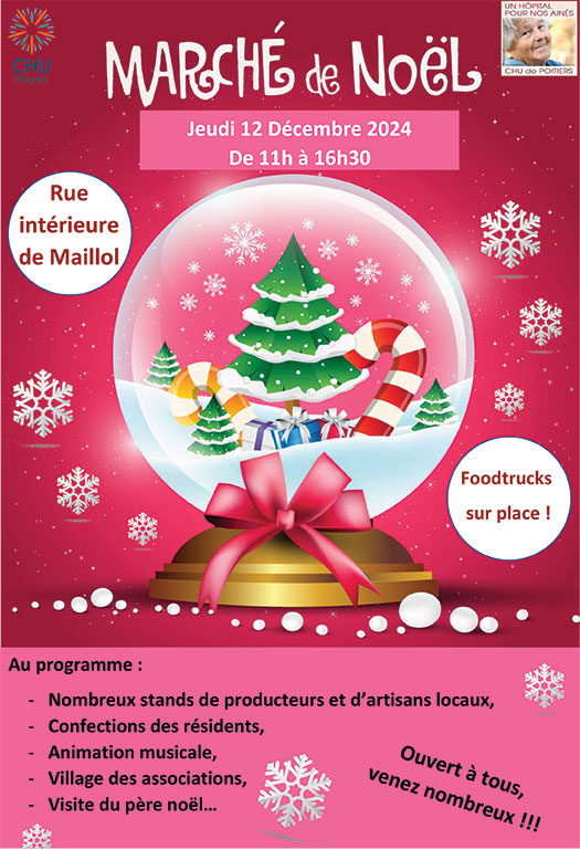 📅 #Agenda | 🎄 Venez passer un bon moment en famille en visitant notre #marché de #Noël, le 12/12 de 11h à 16h30, au pavillon Maillol, sur le site de la Milétrie. #Foodtrucks, stands de producteurs, animation musicale... et pleins d’autres #surprises !