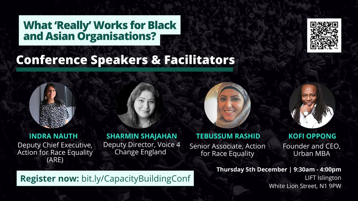 Action for Race Equality (@aretweets_) on Twitter photo Spotlight on the speakers for the #CapacityBuilding Conference! 🗣️
Leaders from ARE, <a href="/V4CE/">Voice4Change England</a>, <a href="/Ubeleinitiative/">The Ubele Initiative</a>, <a href="/OlmecEmpComm/">Olmec</a> & <a href="/UrbanMBA/">Urbanmba</a> _ will discuss strategies for Black & Asian organisations. Ready to be inspired?
Sign up now:
🔗 bit.ly/CapacityBuildi…
#Leadership Spotlight on the speakers for the #CapacityBuilding Conference! 🗣️
Leaders from ARE, <a href="/V4CE/">Voice4Change England</a>, <a href="/Ubeleinitiative/">The Ubele Initiative</a>, <a href="/OlmecEmpComm/">Olmec</a> & <a href="/UrbanMBA/">Urbanmba</a> _ will discuss strategies for Black & Asian organisations. Ready to be inspired?
Sign up now:
🔗 bit.ly/CapacityBuildi…
#Leadership
