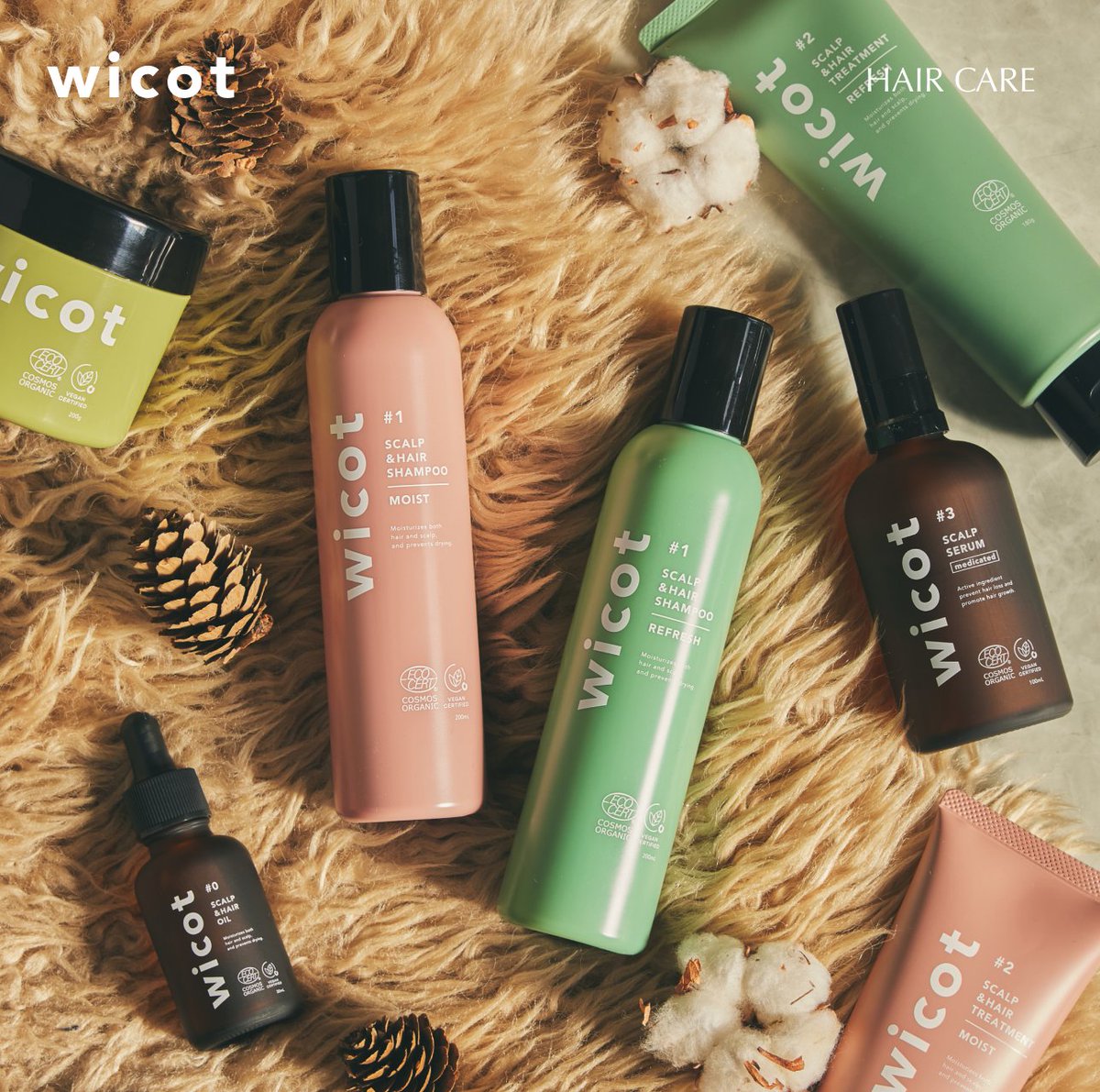 wicot_official's tweet photo. 皆さんは次の①〜④うち どの香りに興味がありますか？  ①ハーバルシトラスの香り 
②フレッシュシトラスの香り
 ③モイストラベンダーの香り 
④ハーバルウッディの香り  

この香りはすべて #wicot のヘアケアアイテムで 使われている、調香師が監修するこだわりの香りです。 上記の香りをお楽しみいただけるのはこちらのアイテムです！ 
 ↓↓↓  
①薬用スカルプセラム、スカルプ＆ヘアオイル 
②シャンプー・トリートメント”リフレッシュ” 
③シャンプー・トリートメント”モイスト”
④リペアヘアマスク 

 気になる香りからアイテムを選ぶのもおすすめ！ 身も心もほぐれるような癒しの香りで 髪のお手入れ時間を楽しんでみてくださいね。
