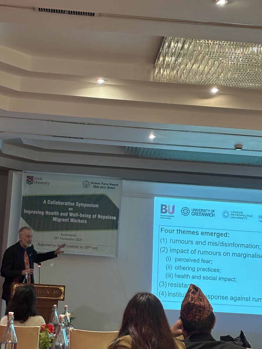 spwasti's tweet photo. Prof. Edwin Presenting - Collaborative Symposium on Improving Health and Wellbeing of Nepalese Migrant Workers ⁦@EvanTeijlingen⁩ https://t.co/ePH56tHon3