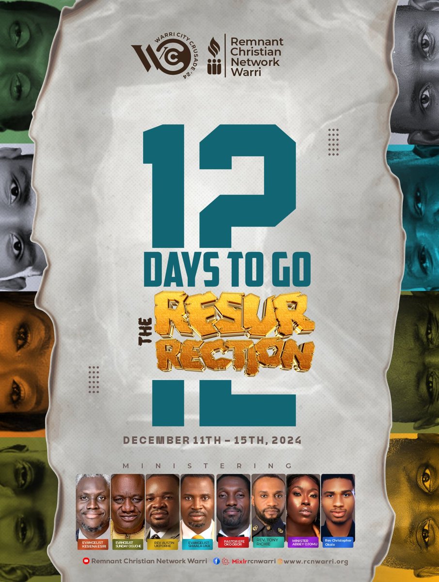 🌟Countdown to WCC 2024🌟

It's barely 2weeks to WCC 2024, who have you invited?

Tell somebody about WCC 2024 today!!!

It's 12days to go!

#WarriCityCrusade2024 
#TheResurrection
#RCNWarri
#EvangKesienaEsiri
