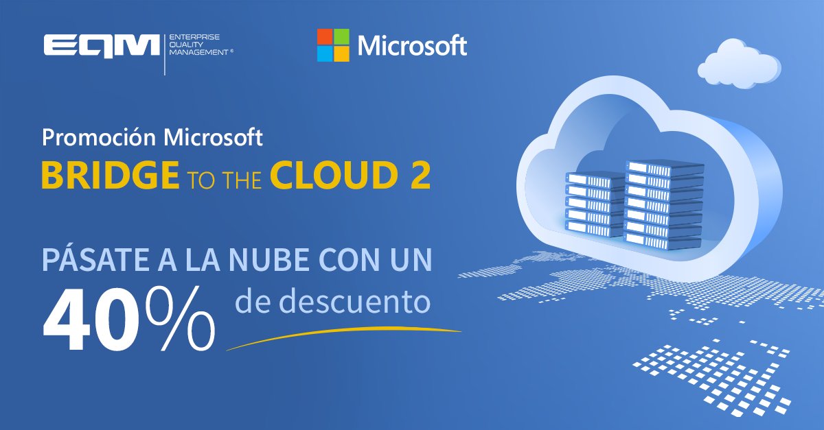 enterpriseqm's tweet photo. ¿Eres cliente de #DynamicsNAV, #DynamicsAX o #DynamicsCRM on-premise? Entonces ha llegado el momento de migrar tu ERP y/o CRM a la nube con un 40% de descuento, gracias a la Promoción #BridgeToTheCloud2 de #Microsoft. Consulta los detalles ▶️ https://t.co/PNlLj9ZrJX
#Dynamics365 https://t.co/HfPknYFzsf