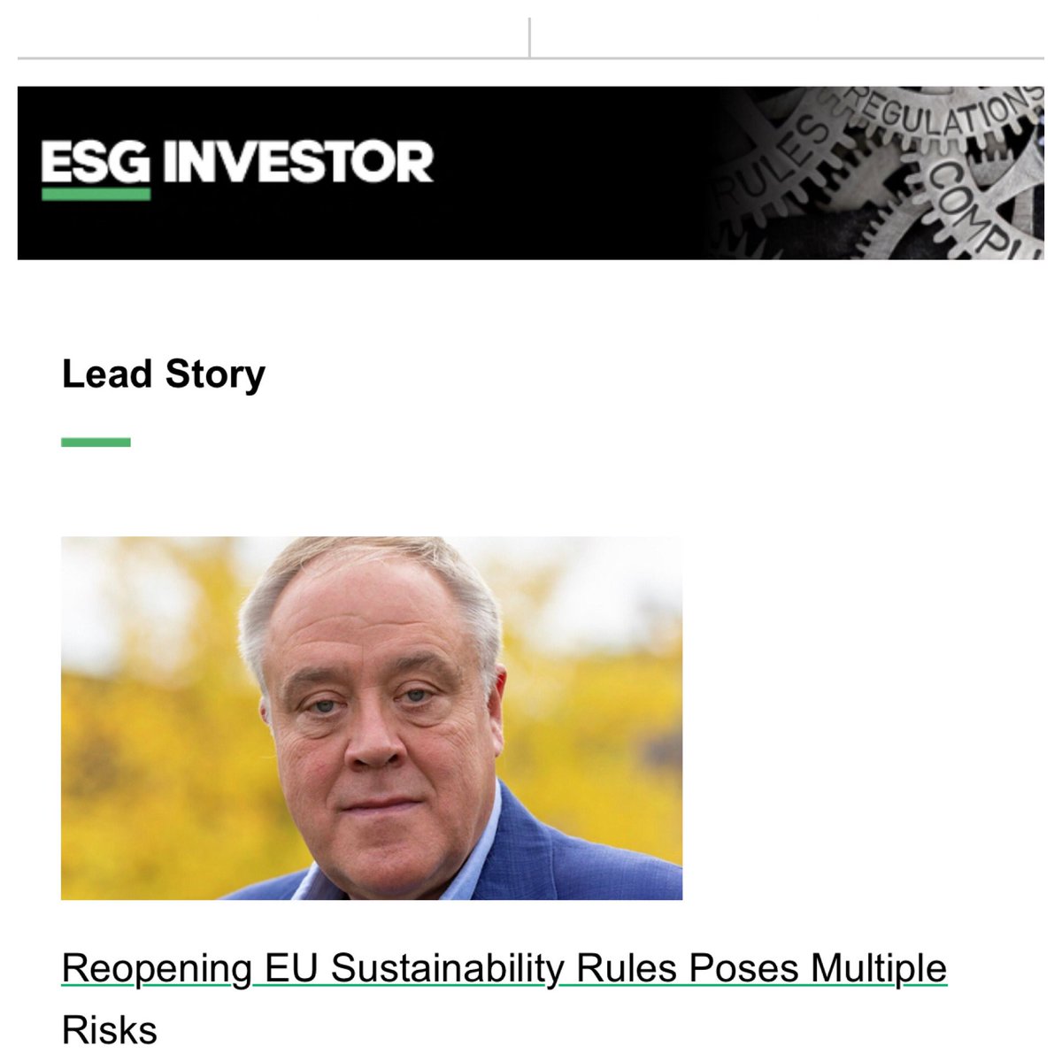 "Changes to this European legislation now could only weaken sustainability objectives." See my <a href="/esg_investor/">ESG Investor</a> interview on the proposed EU 'omnibus' on its business sustainability laws: esginvestor.net/reopening-eu-s…

#CSRD #CSDDD #stopthebus