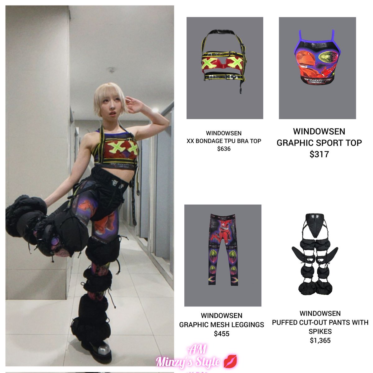 AyoMinzy's tweet photo. Minzy at Days 1 and 2 of Welcome Back in Manila, wearing:
#windowsen XX Bondage TPU Bra Top $636
#windowsen Graphic Sport Top for $317
#windowsen Graphic Mesh Leggings for $455
#windowsen Puffed Cut-Out Pants With Spikes for $1365
#minzy #공민지 @mingkki21 https://t.co/NsPgX1hbgO