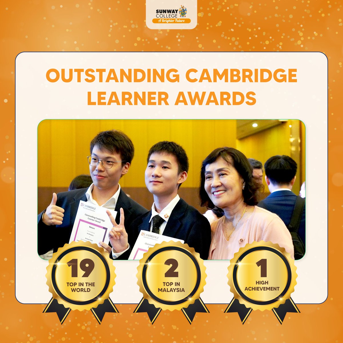 We’re proud to receive 22 awards at the OCLA 2024, reflecting the hard work and dedication of our students, educators, and supportive families. Here’s to continued excellence!

#SunwayCollege #ABrighterFuture #CambridgeAwards #OCLA2024