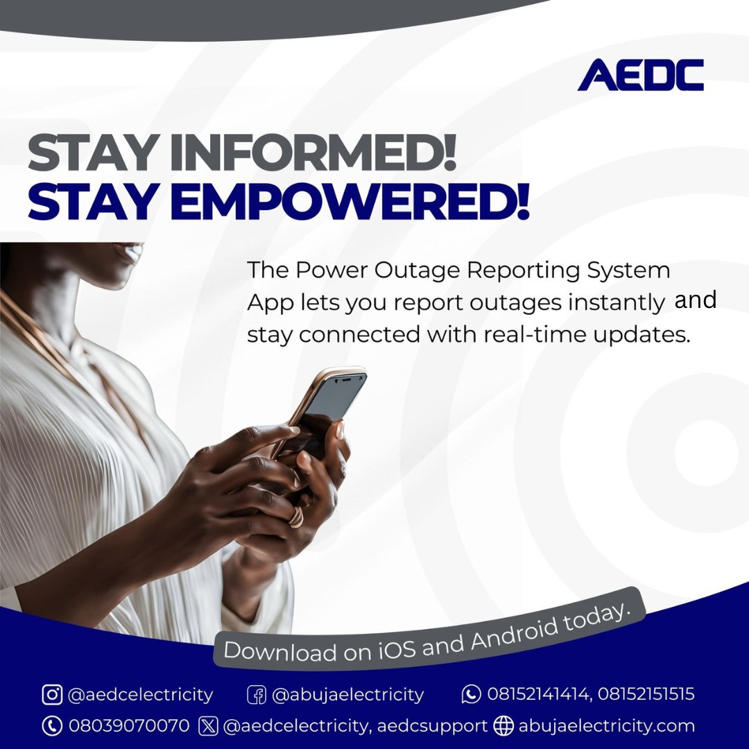 aedcelectricity's tweet photo. Report power outage anytime, anywhere.
Stay informed and in control this weekend!
#PORS
#ReportOutage
#PowerofCommitment https://t.co/bCLDis3rXk