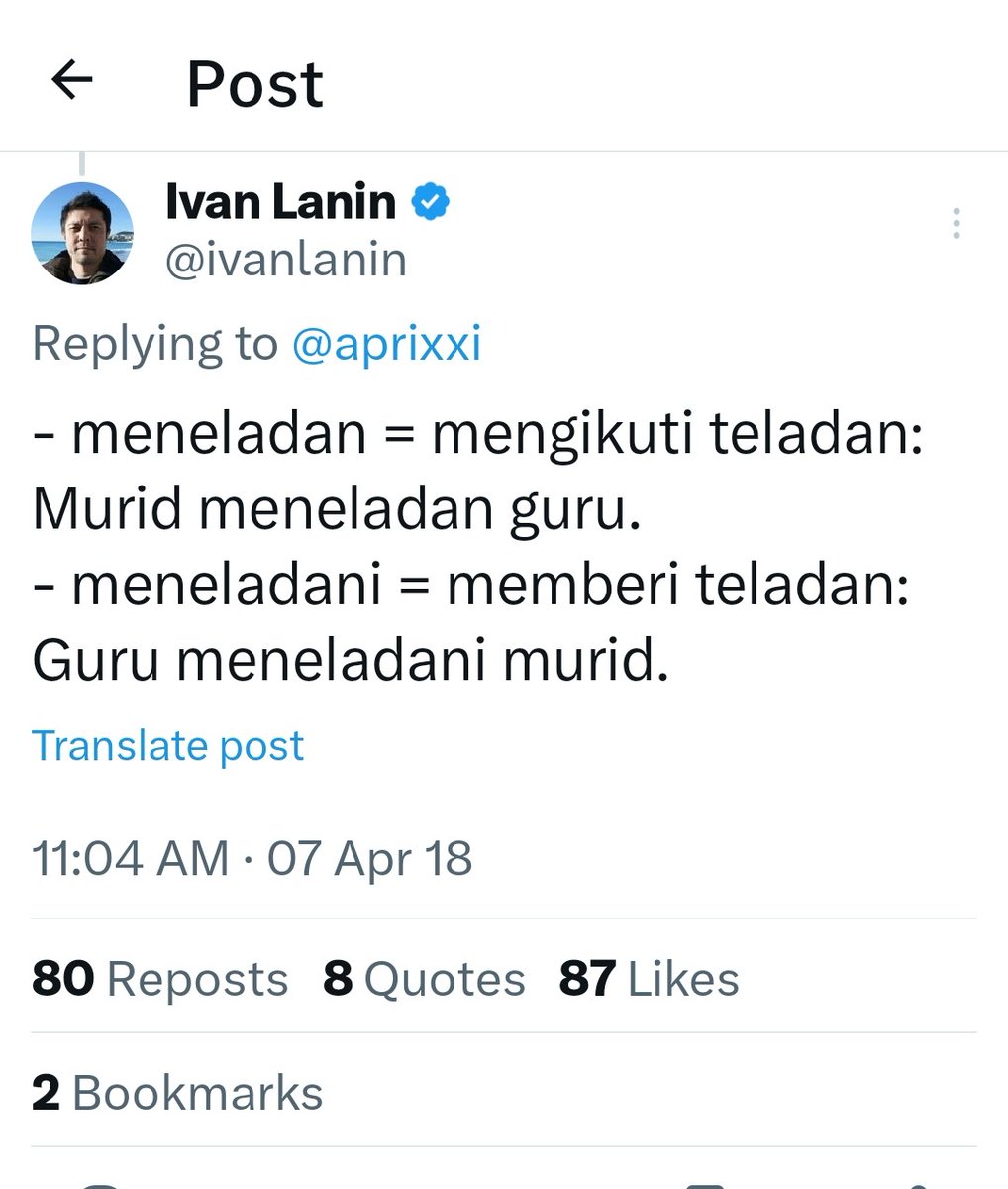 irapryanto's tweet photo. @yukmakan Salah kaprah penggunaan kata meneladani pernah dibahas pakar bahasa Indonesia. 

Mohon menjadi perhatian bersama khususnya para editor buku-buku pelajaran sekolah. Terima kasih. https://t.co/yOCgxKTeNn