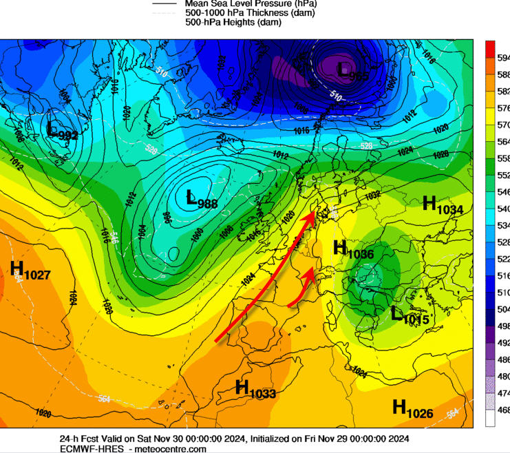 Alpenweerman's tweet image. Alpen -  Hoog #Clemens vandag met kern boven Duitsland trekt de komende 48 uur verder naar O-Europa.  (Hoogte)laag #Telse  (int. #Conall) verplaatst zich verder richting de Egeïsche Zee. Daarmee zoekt de hoogtestroming de ZW hoek op en gaan de temperaturen weer in de lift. De