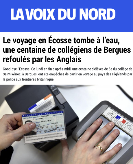 This is outrageous

100 French families paid €500 each for their kids to go for 5 days to Scotland. All had required ID cards

Because the numbers were written in "Passports" and not "ID" on the forms, UK customs turned them back after 4-hr coach ride

Really ?? <a href="/MennaRawlings/">Menna Rawlings</a>