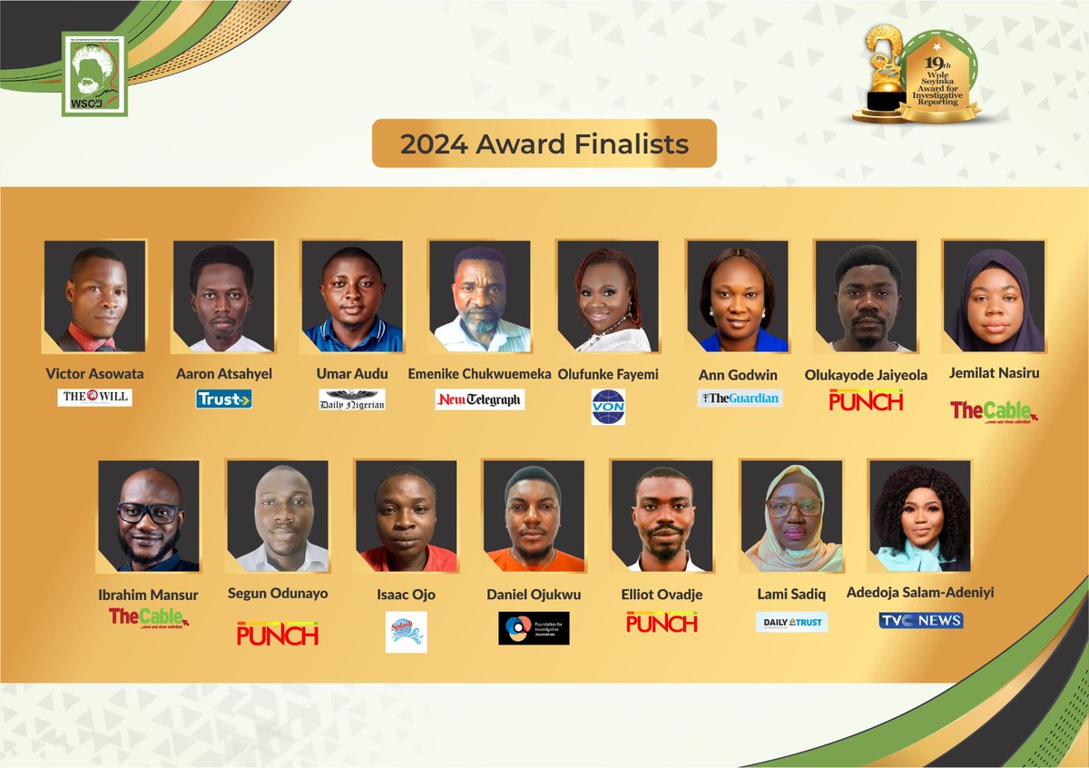 WSoyinkaCentre's tweet photo. 2/
@VictorAsowataof (@THEWILLNG)
@FunkeFayemi (@voiceofnigeria)
Emenike Chukwuemeka (@NewTelegraphNIG)
@AnngodwinJ (@GuardianNigeria)
@Mazi_OJD (@fijnigeria)
@Jemeelat (@thecableng)
@MansurIB007 (@thecableng)
Visit👉https://t.co/orLO5MjXGr to register

#AIMConference #WSAIR2024 https://t.co/lBfHGL9l9D
