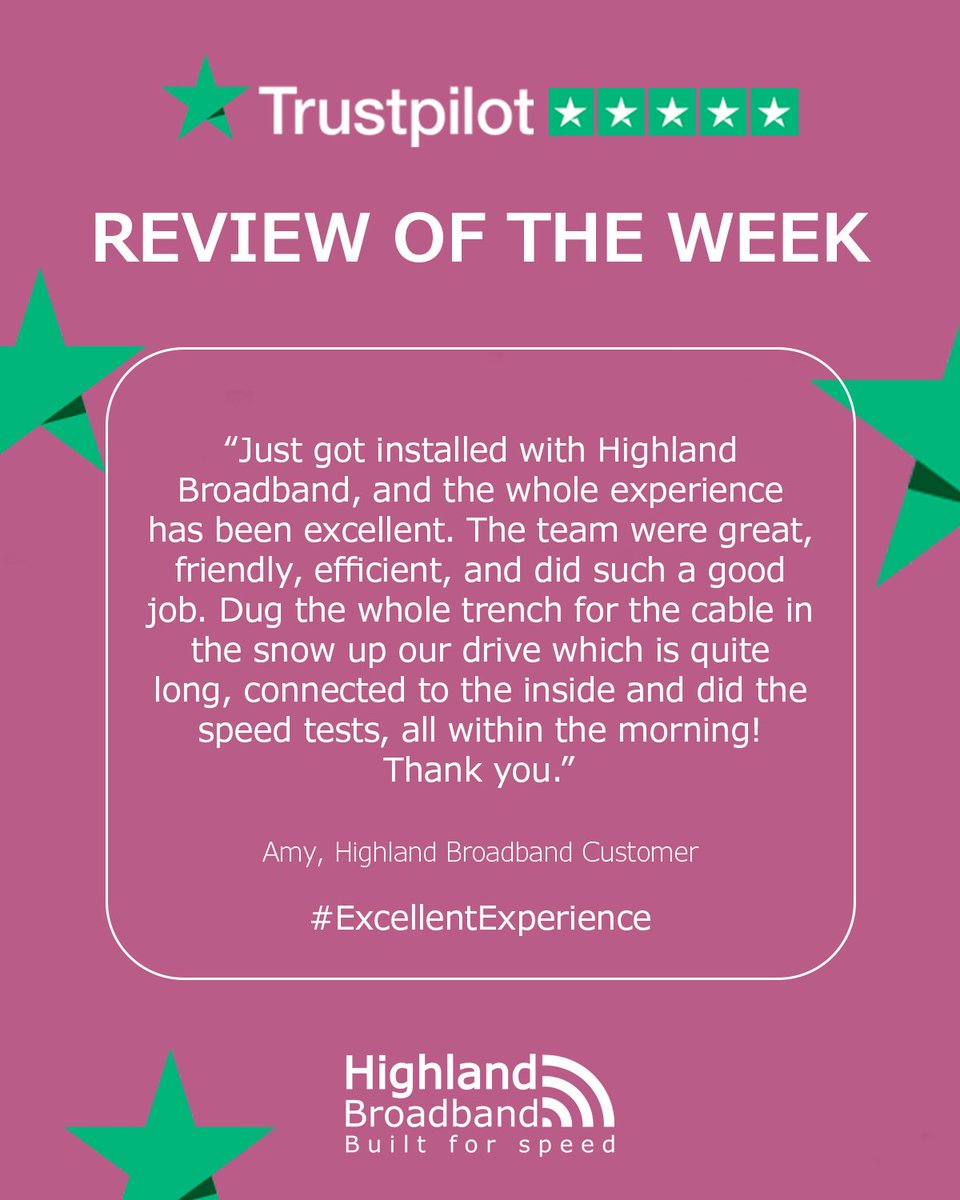 Check out our latest Review of the Week ✅

Excellent customer service is what we promise along with lightning-fast speeds. 

Join happy customers like Amy and upgrade your broadband experience today 👉 tinyurl.com/36jdrz9f

#Excellent #FullFibreBroadband  #customerservice
