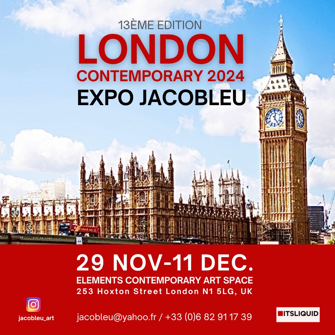 Jacobleu1's tweet photo. À Londres🇬🇧 pour l’Expo 🎨🇨🇮
Vernissage : VENDREDI 29 NOVEMBRE À 18H
Lieu : Elements Contemporary Art Space https://t.co/vtnXfuo91F
À suivre …
#jacobleu #art #exhibition #contemporary #london #uk #itsliquid https://t.co/hbAVoMJgJd