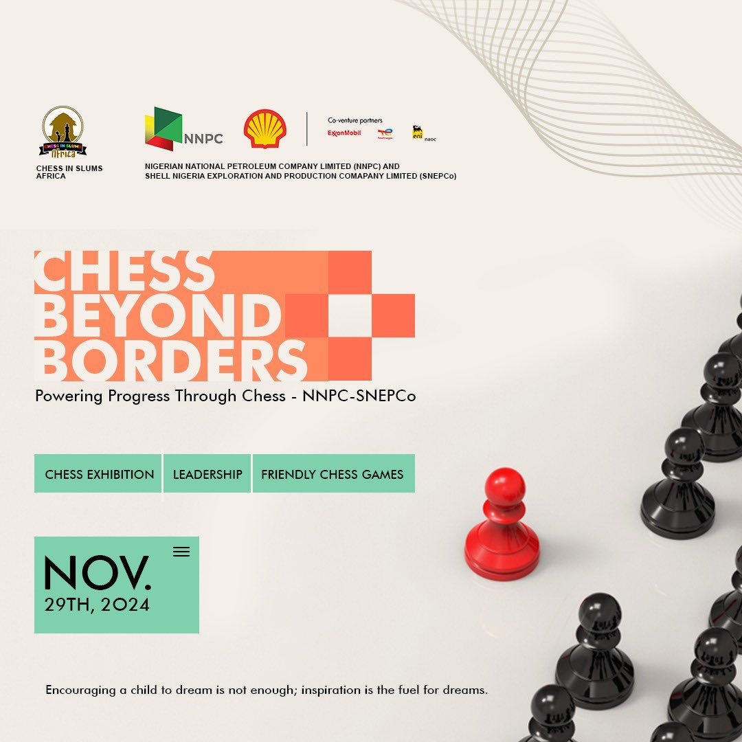 chessinslums's tweet photo. Today, we host another #ChessBeyondBorders with @Shell_Nigeria !
Today, chess serves as an equalizer—two individuals from different worlds meeting as equals. With a handshake, barriers dissolve, leaving only strategy, focus, and dreams beyond limits.
#ChessInSlumsAfrica https://t.co/QFX7Ca4Tqs