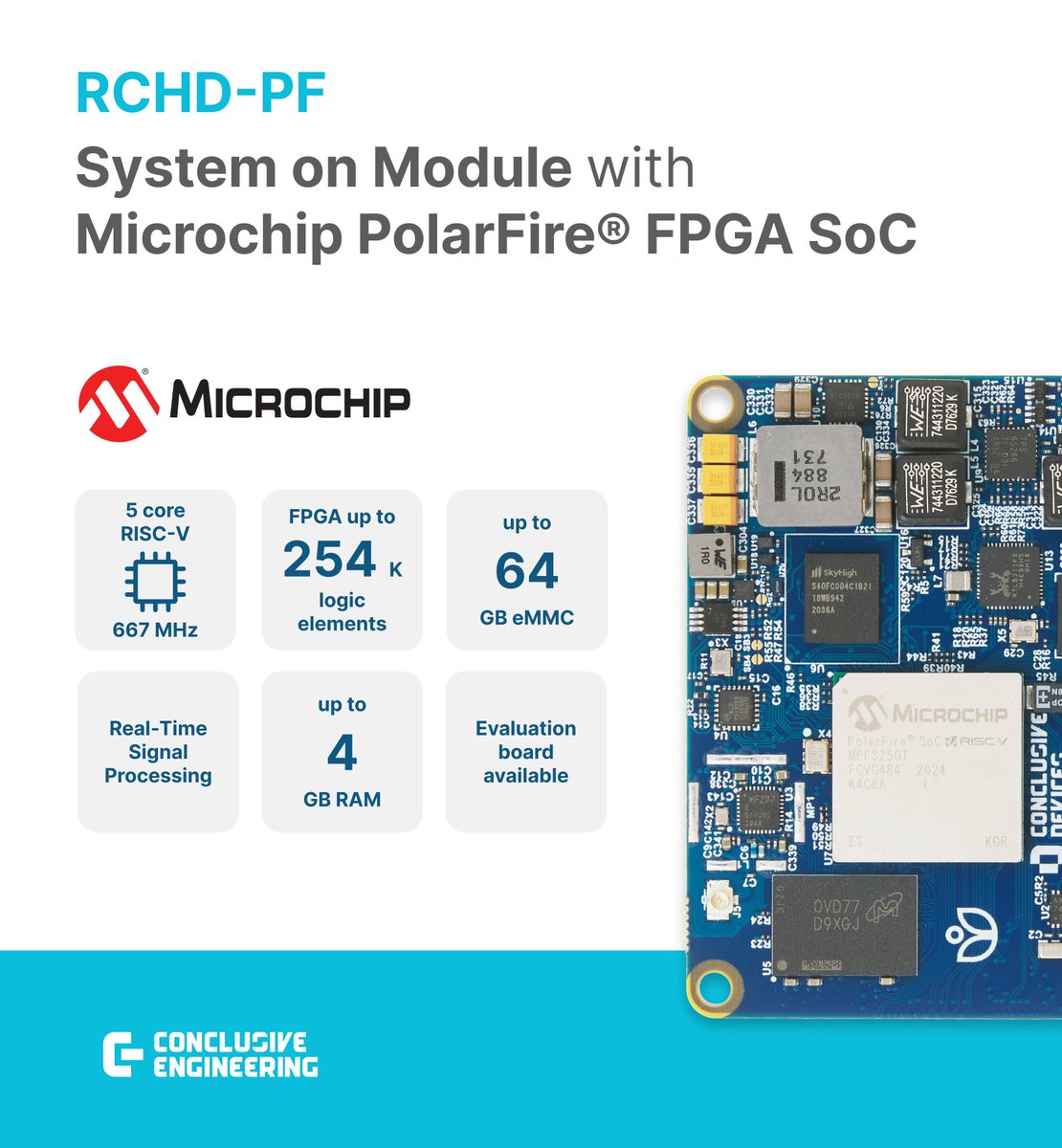 Conclusive_tech's tweet image. Compact SoM with @MicrochipTech PolarFire® FPGA SoC. Meet the RCHD-PF available in our online store with short lead times and no MOQ: store.conclusive.tech/product/rchd-p…
#embedded #systemonmodule #embeddedhardware
