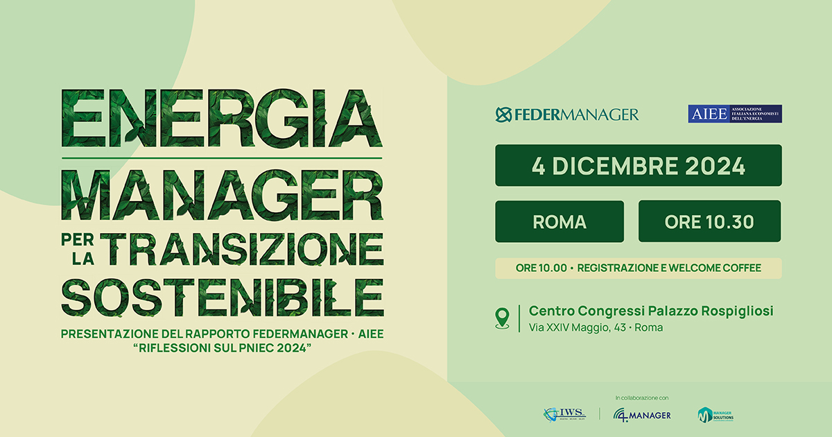 Il 4 dicembre, ore 10.30, al Centro Congressi di Palazzo Rospigliosi di #Roma , vi aspettiamo per l’evento “Energia, manager per la transizione sostenibile”, organizzato con AIEE - Associazione Italiana Economisti dell'Energia.
Partecipa insieme a noi👉tinyurl.com/5n6p5e4m