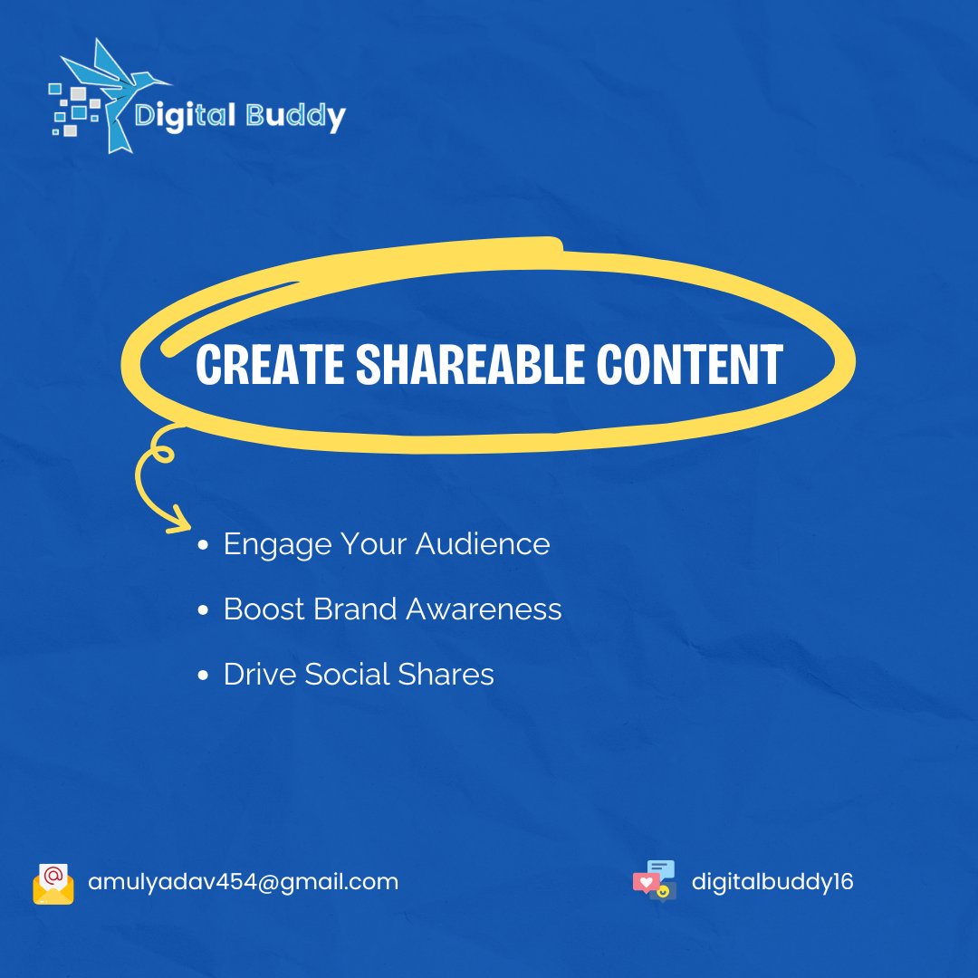 digitalbuddy16's tweet image. &quot;✨ Create content worth sharing! Engage your audience, boost brand awareness, and drive more shares with Digital Buddy. 🚀 #ContentMarketing&quot; #CreateShareableContent #ContentCreation #SocialMediaMarketing #SocialMediaStrategy #EngagingContent #ViralContent #ContentIsKing