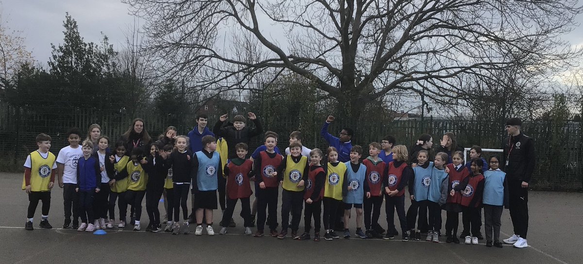 This week Y4MA had some special visitors! Some students from St Anne’s high school came in to teach them a football session alongside our coaches from <a href="/SCFCCommunity/">Stockport County Community Trust</a>. It was great for the high school children to build their leadership skills and the Y4 children loved it!