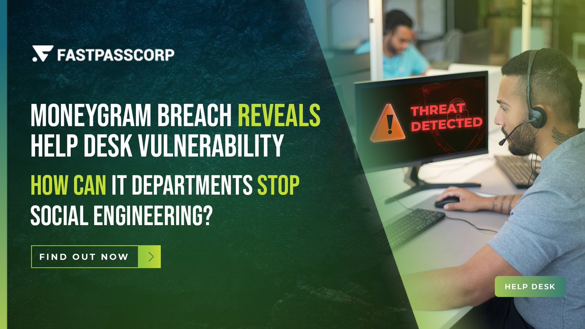 FastPassCorpAS's tweet image. 🚨 MoneyGram’s help desk was hacked, causing 5 days of downtime. 
Social engineers exploited help desk vulnerabilities to steal passwords and critical data. 

Our blog reveals why training alone fails, and how automated workflows integrated with ITSM systems like ServiceNow can…