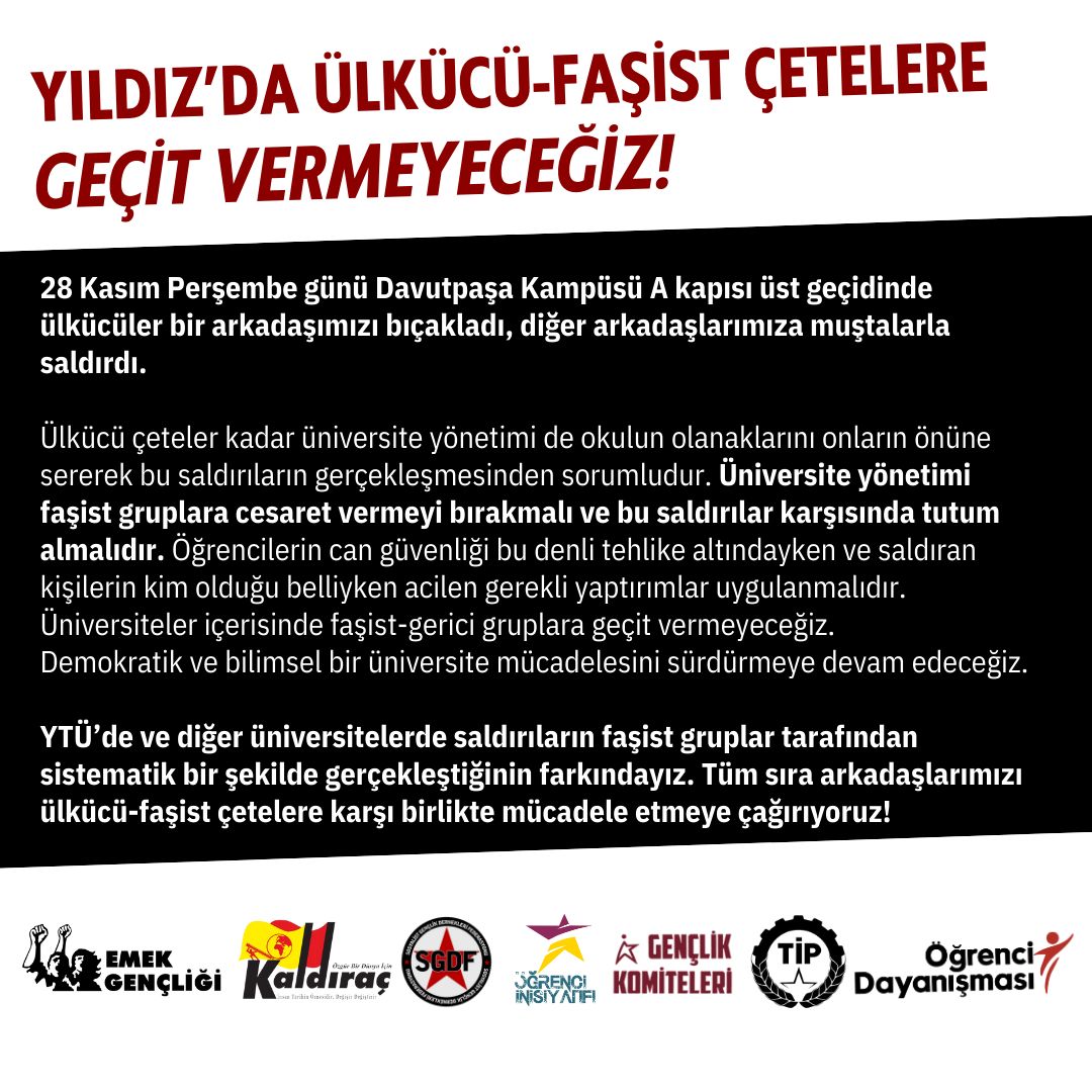 inisiyatifistan's tweet photo. Sistematik bir şekilde  gerçekleşen ve son dönemde artan faşist saldırılara teslim olmayacağız. Faşizme karşı ortak mücadele etmeye devam edeceğiz!

Kampüslerimizde faşizme geçit vermeyeceğiz! https://t.co/vpX5THEbP2
