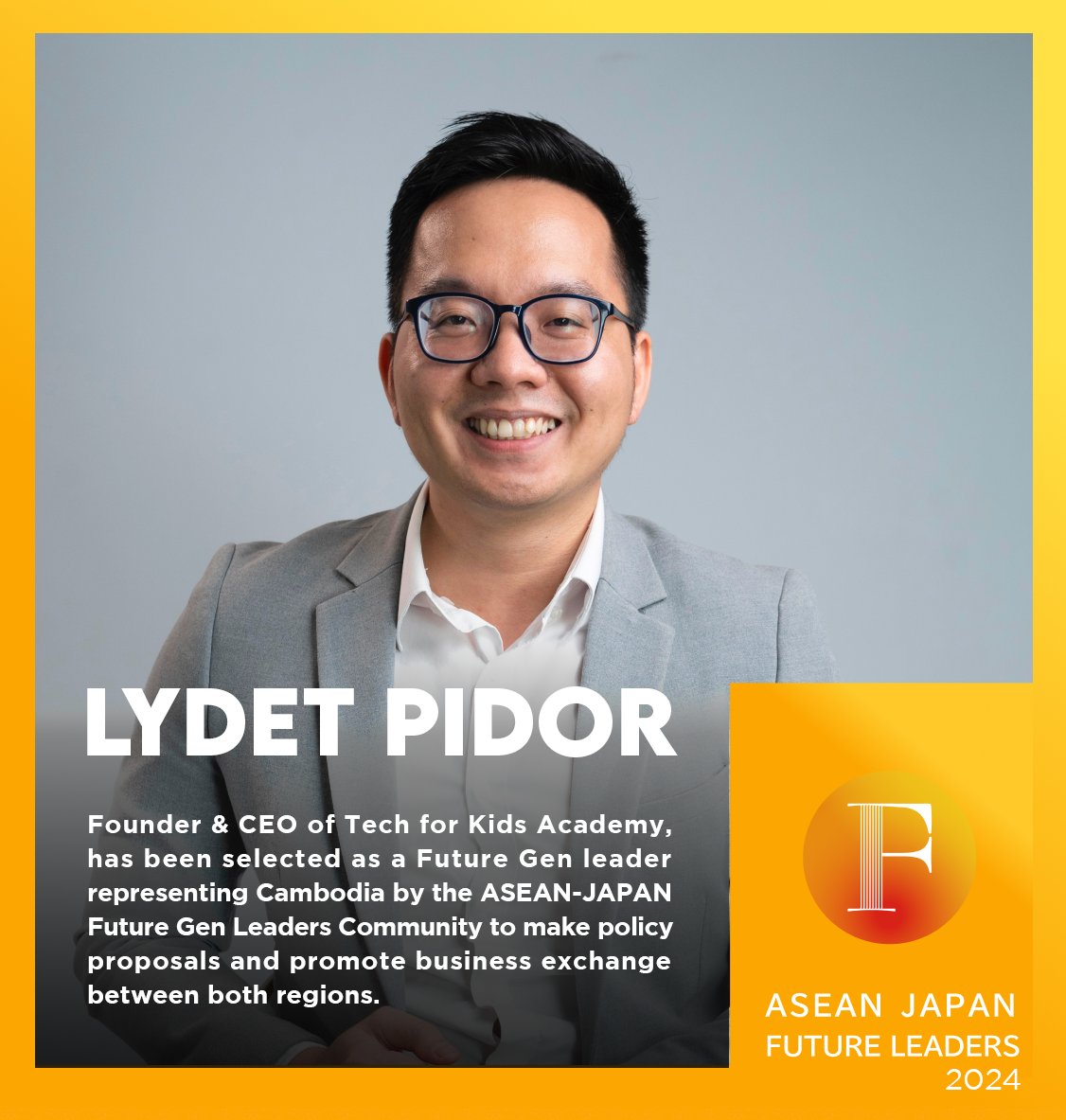 TechforKidsAcad's tweet image. Tech for Kids Academy&apos;s CEO, Mr. PIDOR Lydet, will represent Cambodia at the ASEAN-JAPAN Future Gen Business Leaders&apos; Summit! 12,000+ students trained, scaling our impact, and shaping the future of tech education. #TechForKids #STEM #ASEAN #Japan #Cambodia #Impact