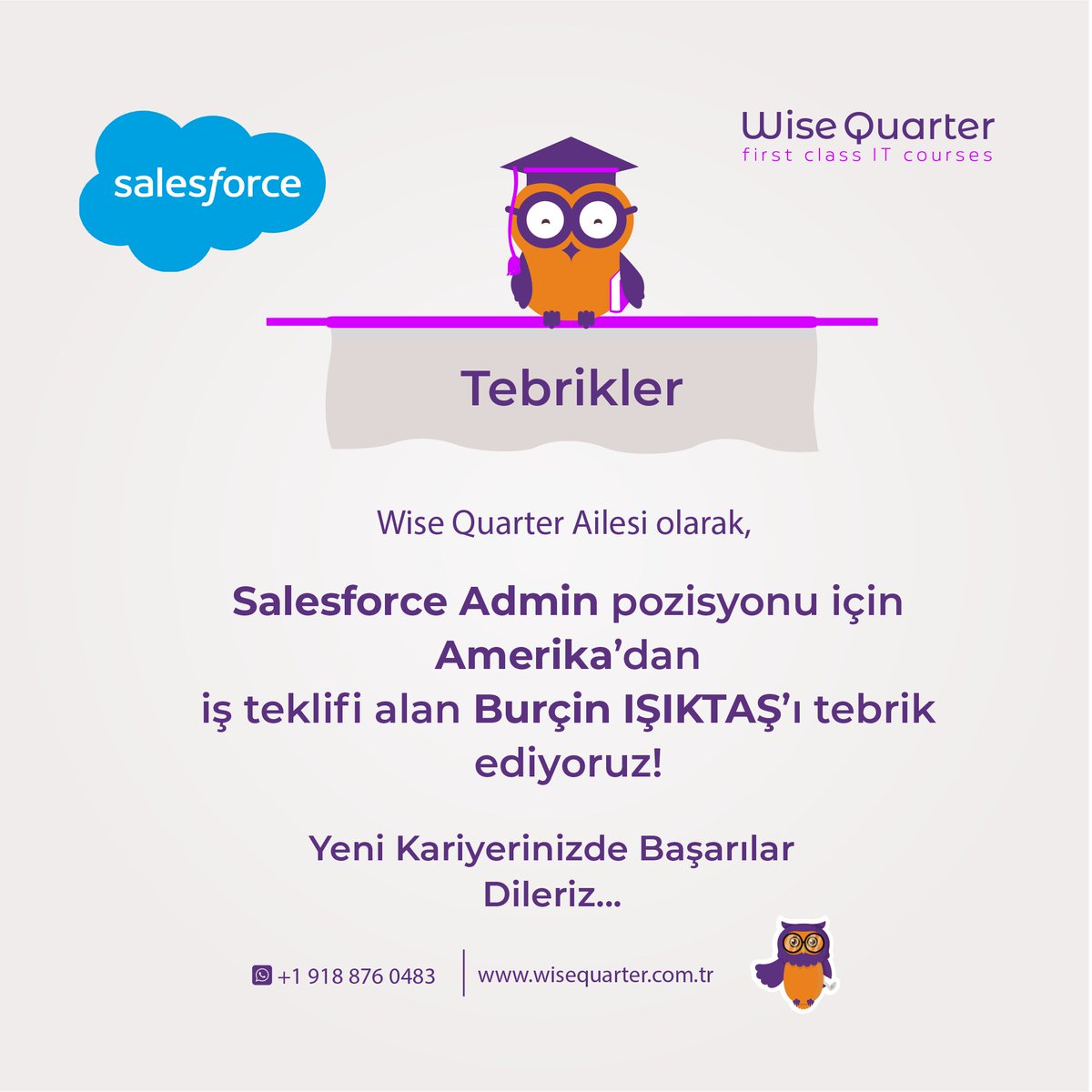 Bir Başarı Daha! 🎉
Wise Quarter ailesi olarak, Salesforce Admin pozisyonu için Amerika’dan iş teklifi alan Burçin IŞIKTAŞ’ı tebrik ediyoruz! 👏

#offer #salesforce  turkcell çöktü #İlkveSon #Temu #kariyer
