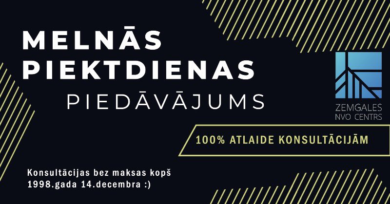 Arī mēs negribējām palikt malā un piedalīties Melnās piektdienas trakumā! 🤩
Lai arī konsultācijas kopš Centra dibināšanas ir bez maksas, ar 100% atlaidi tās izklausās vēl pieejamākas! Lai šis noder kā atgādinājums - esam gatavi palīdzēt! 🥳
#NVOfonds #melnāpiektdiena