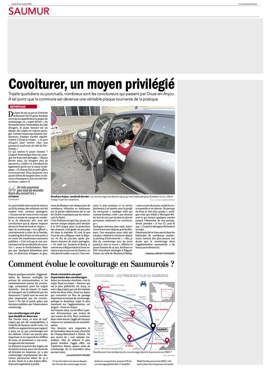 Karos - Covoiturage quotidien (@karos_fr) on Twitter photo À <a href="/MairiedeSaumur/">Ville de Saumur</a>, le covoiturage a plus que doublé en deux ans !
Les jeunes particulièrement sont adeptes de la pratique, à la fois pour son côté économique, écologique et convivival ! À <a href="/MairiedeSaumur/">Ville de Saumur</a>, le covoiturage a plus que doublé en deux ans !
Les jeunes particulièrement sont adeptes de la pratique, à la fois pour son côté économique, écologique et convivival !