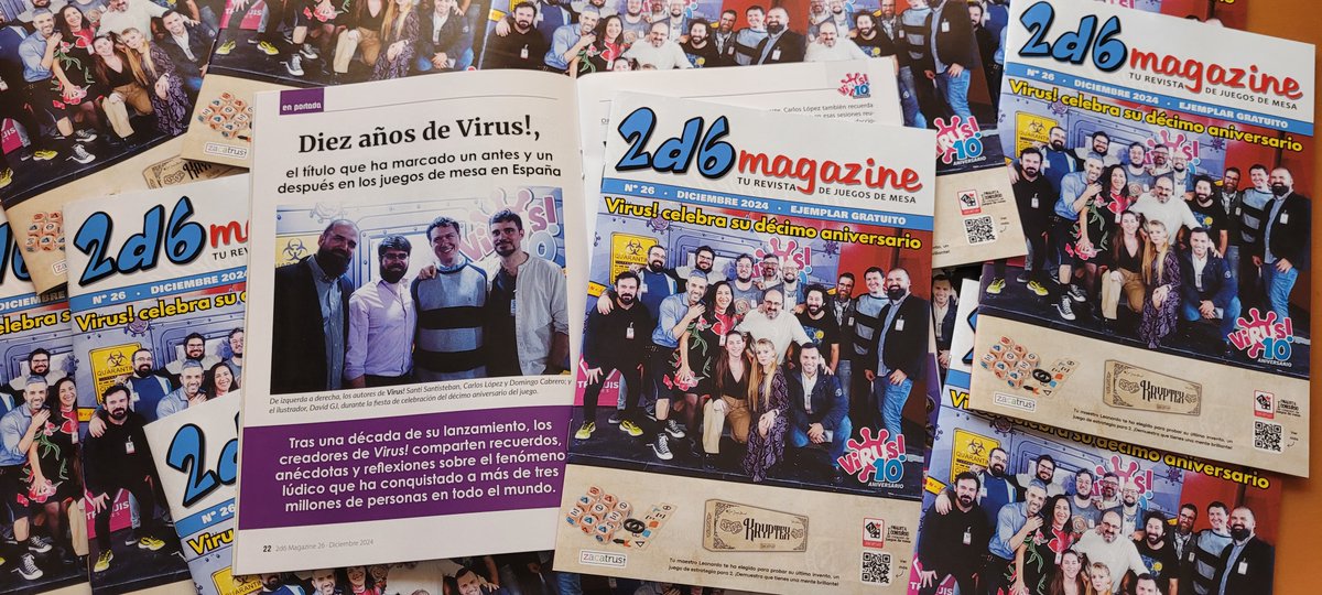 2d6 Magazine (@2d6magazine) on Twitter photo 📢 Atención ‼️
Ya tenemos impreso el último número del año, con un reportaje especial sobre el décimo aniversario de Virus!, de <a href="/Tranjisgames/">Tranjis Games</a>, en el que hablamos con sus autores
Puedes conseguir la revista en las tiendas físicas y online de <a href="/GenXcentral/">Generación X</a>
¡No te lo pierdas! 📢 Atención ‼️
Ya tenemos impreso el último número del año, con un reportaje especial sobre el décimo aniversario de Virus!, de <a href="/Tranjisgames/">Tranjis Games</a>, en el que hablamos con sus autores
Puedes conseguir la revista en las tiendas físicas y online de <a href="/GenXcentral/">Generación X</a>
¡No te lo pierdas!