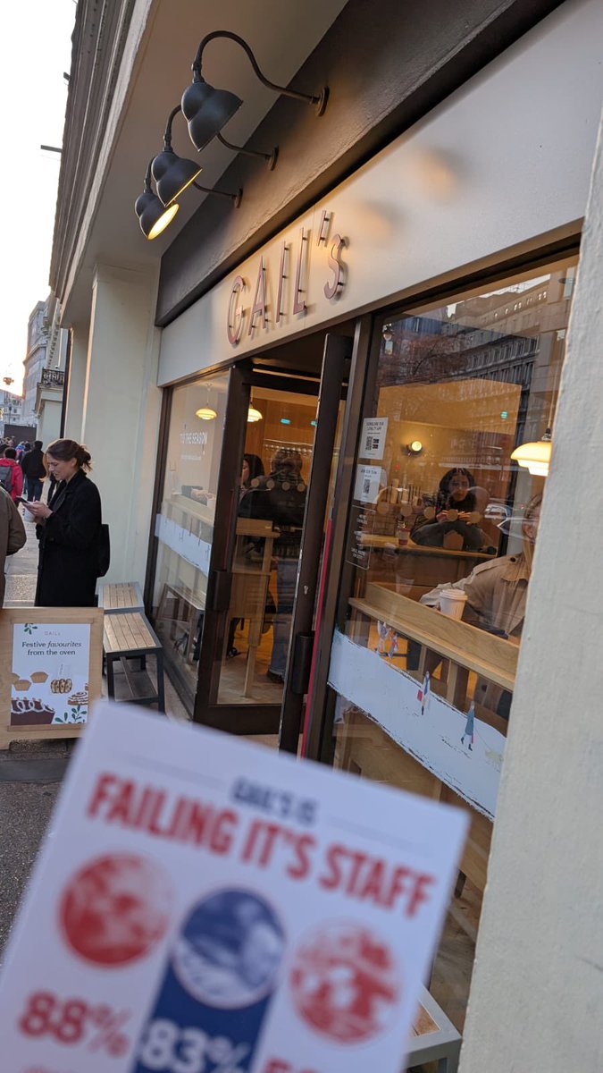 It’s DAY 5️⃣ of our week of action organising workers at GAIL’s Bakery

We’ve been in London, Manchester, Bristol, and everywhere in between telling workers that they’re stronger together with a union!💪

#OrganiseGails