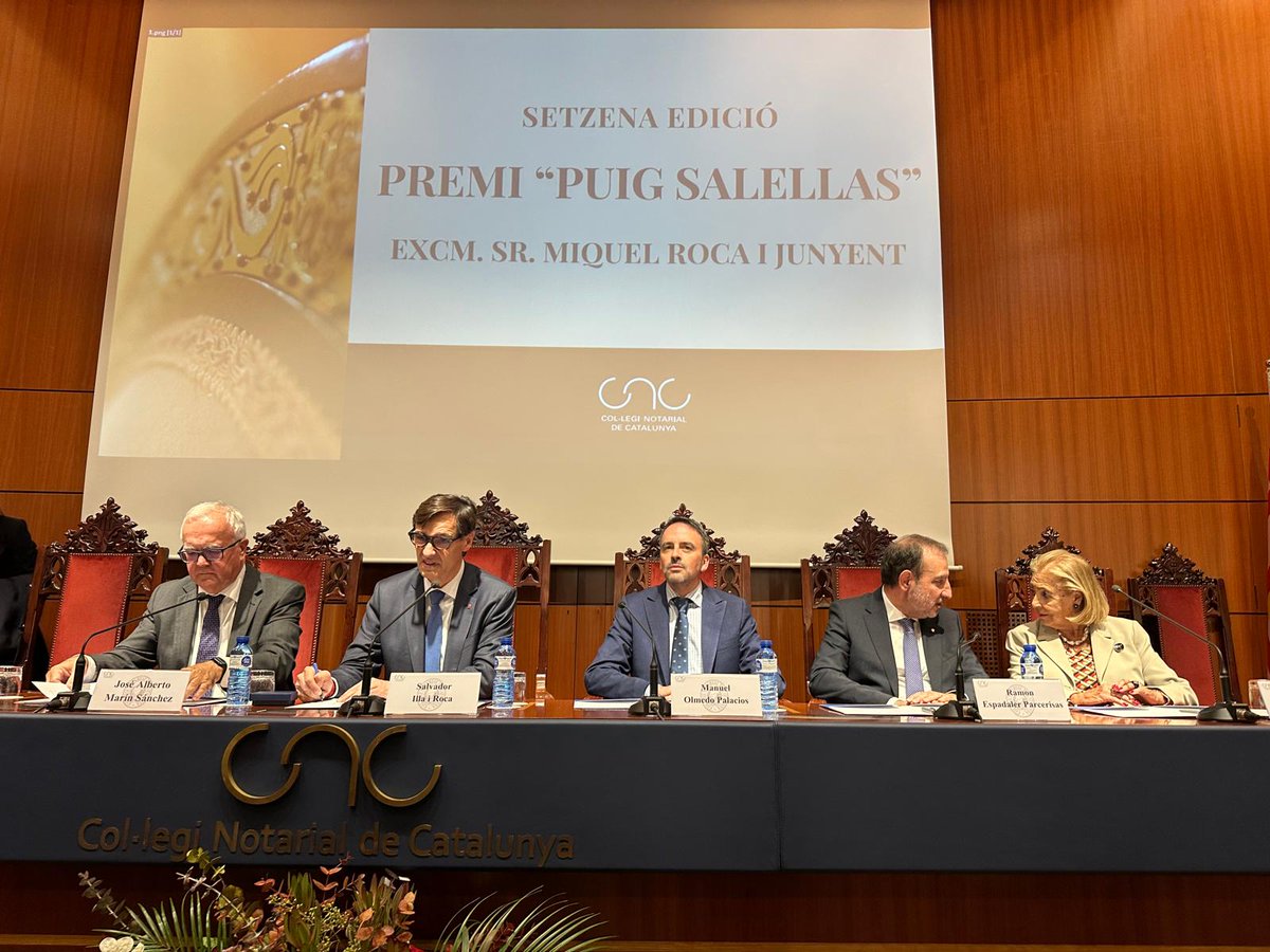 El secretario de Estado de Justicia, <a href="/Manuel_Olmedo/">Manuel Olmedo</a>, asistió ayer a la entrega del XVI Premio Puig Salellas que ha reconocido en esta edición al jurista Miquel Roca Junyent como figura clave del derecho y artífice de nuestra Constitución.

Su legado: diálogo, consenso y justicia.