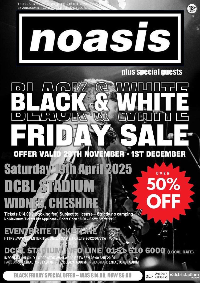 ⚫️⚪️BLACK AND WHITE FRIDAY⚪️⚫️
£8 OFF on tickets for Noasis when they return to Halton Stadium on Saturday 19th April 2025 🎸
To claim, use code ROLLWITH8 at checkout ⬇️
l.facebook.com/l.php?u=https%…