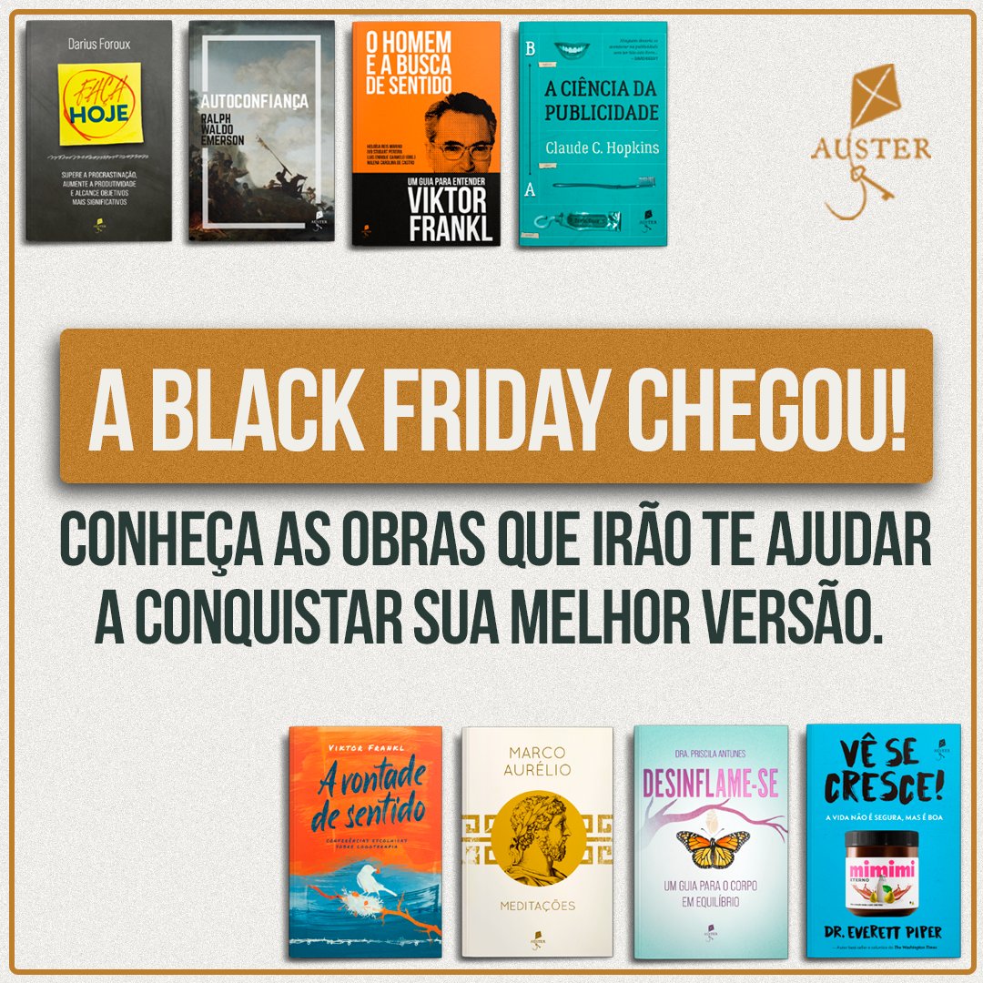 austereditora's tweet photo. Neste dia especial, você encontrará os maiores clássicos da autoajuda, desenvolvimento pessoal e psicologia com descontos imperdíveis.

Aproveite:

📚 https://t.co/Rb0bb0PzCX

#livros #autoajuda #desenvolvimentopessoal #BlackFriday https://t.co/G8mG9DrTbD