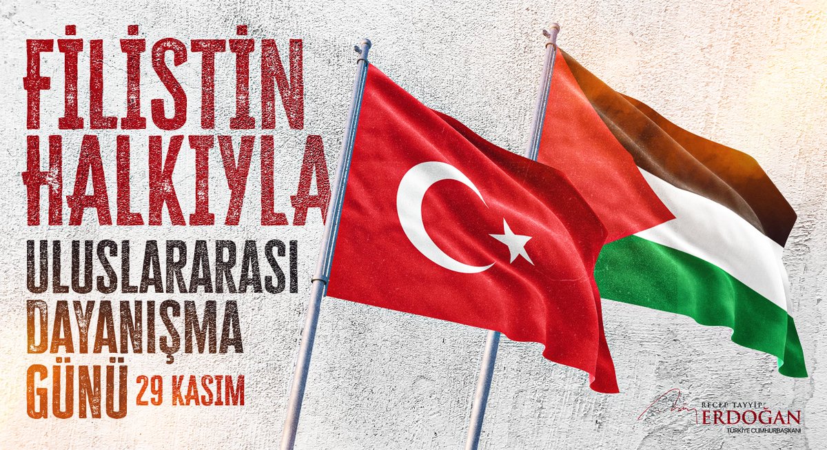 Filistin Halkıyla Uluslararası Dayanışma Günü münasebetiyle baskıya, işgale, zulme ve soykırıma maruz kalan Filistinli kardeşlerimizin haklı davalarına olan sarsılmaz desteğimizi şahsım ve milletim adına en güçlü duygularla ifade etmek istiyorum.