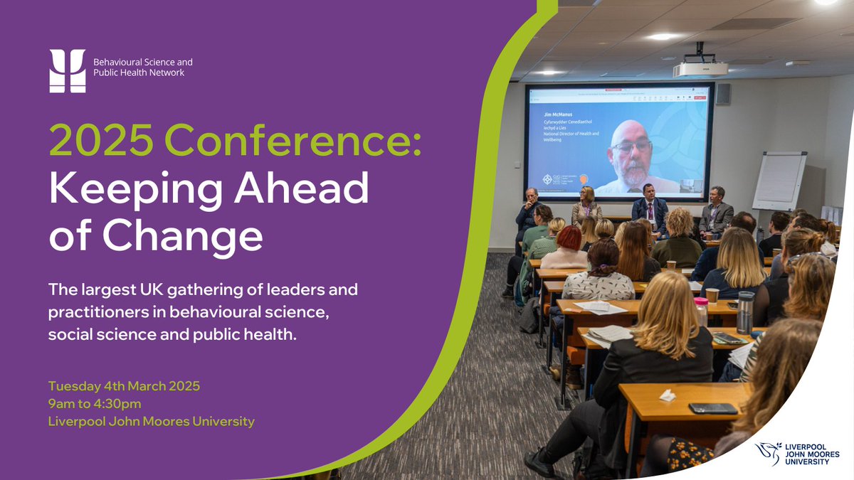 BSPHN (@bsphnetwork) on Twitter photo EARLYBIRD tickets are now live for the BSPHN Conference 2025: Tues 4th March @ <a href="/LJMU/">Liverpool John Moores University</a>
CALL FOR ABSTRACTS🚨submissions on the theme of "Keeping Ahead of Change" until Friday 20th December!
Website link in comments 🔗
#BehaviouralScience #PublicHealth #Community #SocialScience EARLYBIRD tickets are now live for the BSPHN Conference 2025: Tues 4th March @ <a href="/LJMU/">Liverpool John Moores University</a>
CALL FOR ABSTRACTS🚨submissions on the theme of "Keeping Ahead of Change" until Friday 20th December!
Website link in comments 🔗
#BehaviouralScience #PublicHealth #Community #SocialScience