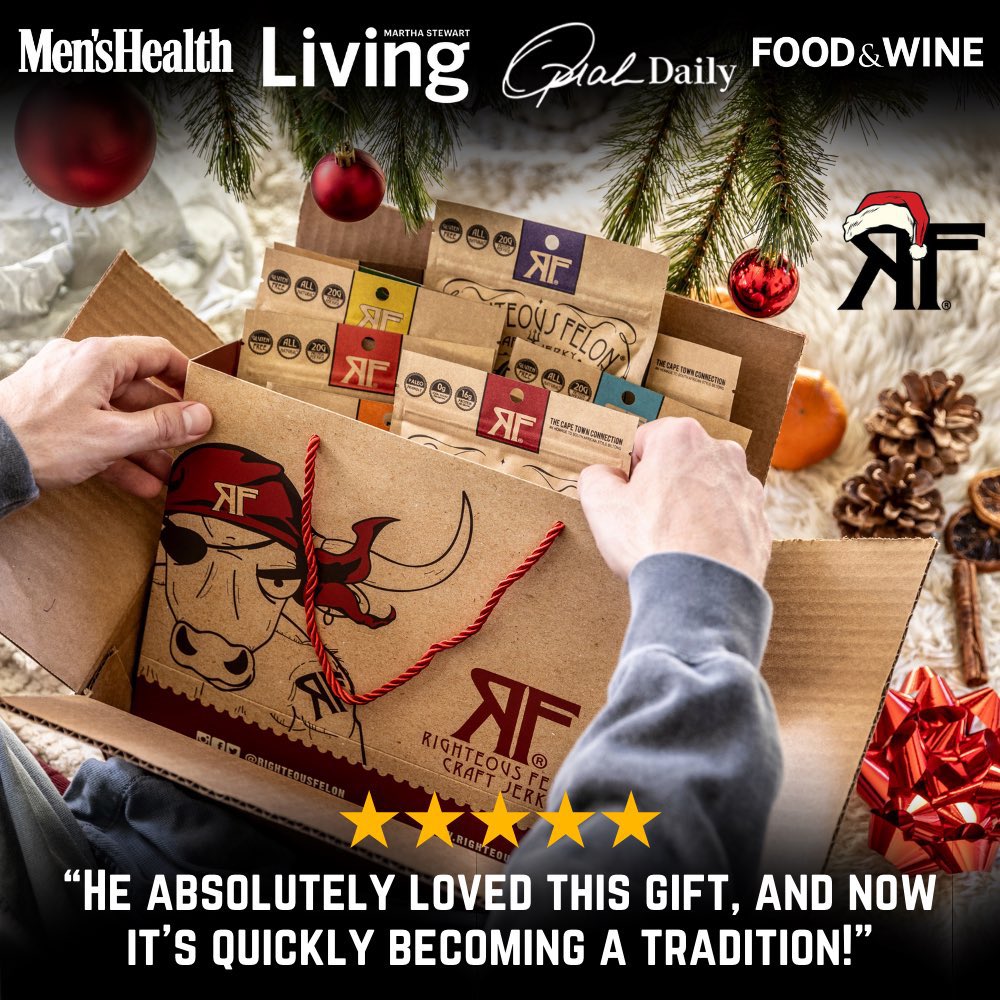 Gift idea: Righteous Felon

I was gifted a sampler last Christmas and I’ve been hooked since. They’ve also got meat sticks, turkey jerky, and biltong in wild flavors.

Right now it’s 20% off (usually 15%) IF you use this link:

tinyurl.com/56ecet7c

My fav flavors in replies!